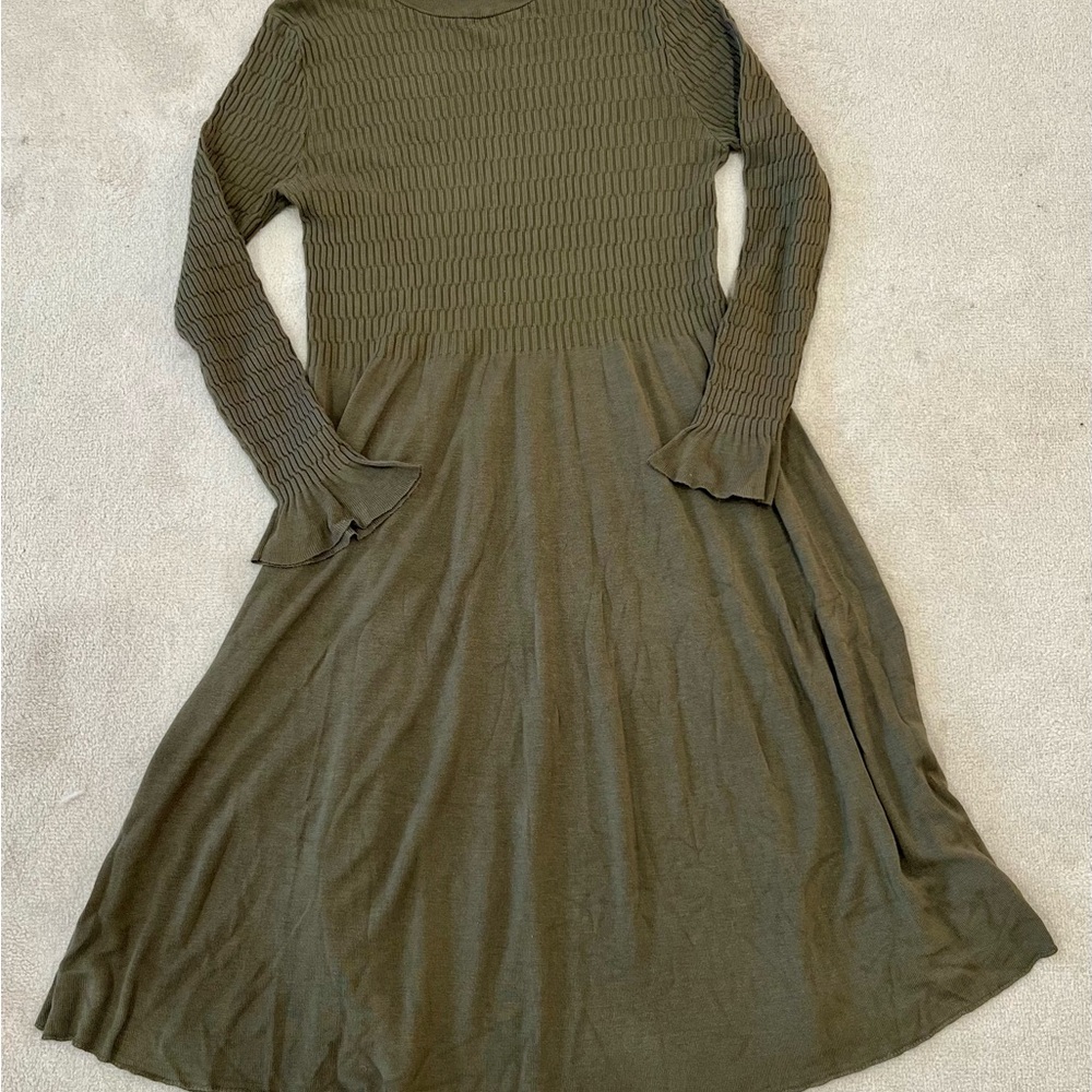 Sundance Nature’s Hue Sweater Midi Dress in Olive Green -Size Small